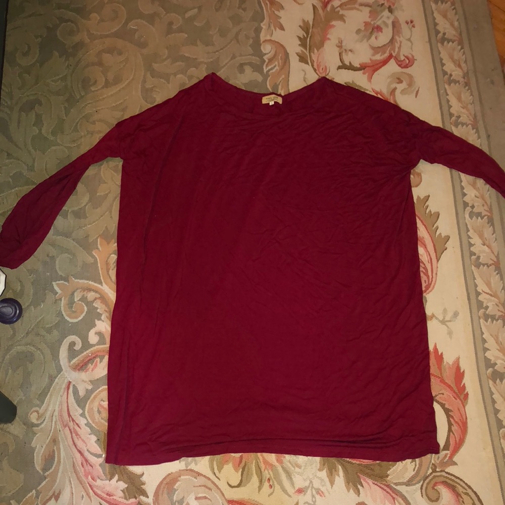 Red Piko Long Sleeve Dress